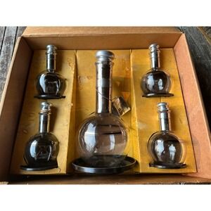 Cara Inland Glass Works 5 Coffee Carafe Set W/ Trivets In Original Box 1940's